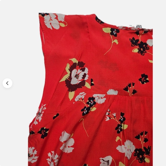 GAP Blouse Womens XL Coral Abstract Floral Cap Sleeve Lightweight Flowy Top NEW - Picture 6 of 8